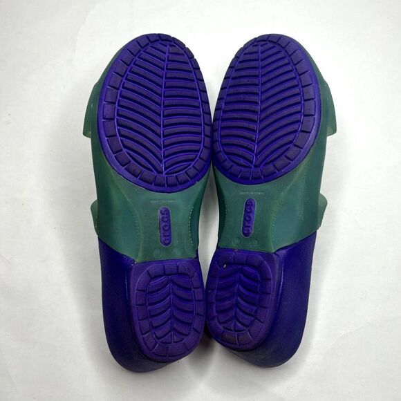 Crocs Purple Green Slip On Sandals Strappy Comfy Durable Womens - Picture 10 of 10